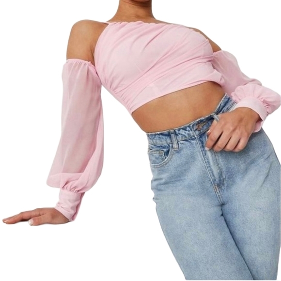 Missguided Puff Sleeve Corset Top - Picture 2 of 7